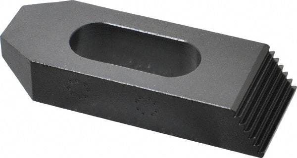 Gibraltar - 3/4" Stud, Steel, Serrated Strap Clamp - 1-1/16" Travel, 4" OAL x 1-1/2" Wide x 3/4" High, Black Oxide Finish, Tapered Nose - Industrial Tool & Supply