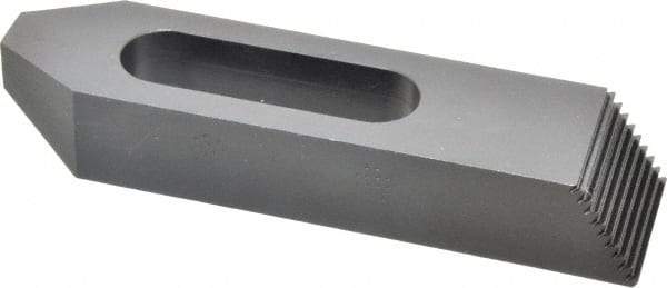 Gibraltar - 3/4" Stud, Steel, Serrated Strap Clamp - 1-15/16" Travel, 6" OAL x 1-1/2" Wide x 1" High, Black Oxide Finish, Tapered Nose - Industrial Tool & Supply