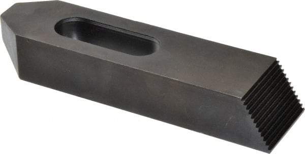 Gibraltar - 7/8, 1" Stud, Steel, Serrated Strap Clamp - 1-15/16" Travel, 8" OAL x 2" Wide x 1-3/8" High, Black Oxide Finish, Tapered Nose - Industrial Tool & Supply