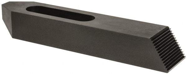 Gibraltar - 7/8, 1" Stud, Steel, Serrated Strap Clamp - 2-15/16" Travel, 10" OAL x 2" Wide x 1-1/2" High, Black Oxide Finish, Tapered Nose - Industrial Tool & Supply