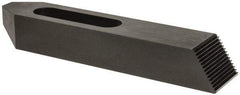 Gibraltar - 7/8, 1" Stud, Steel, Serrated Strap Clamp - 2-15/16" Travel, 10" OAL x 2" Wide x 1-1/2" High, Black Oxide Finish, Tapered Nose - Industrial Tool & Supply
