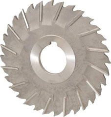 Made in USA - 4" Blade Diam x 5/32" Blade Thickness, 1" Hole, 32 Teeth, Cobalt Side Chip Saw - Staggered Tooth, Arbor Connection, Right Hand Cut, TiN, with Keyway - Industrial Tool & Supply