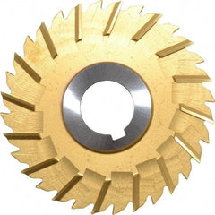 Made in USA - 4" Blade Diam x 3/16" Blade Thickness, 1" Hole, 32 Teeth, Cobalt Side Chip Saw - Staggered Tooth, Arbor Connection, Right Hand Cut, TiN, with Keyway - Industrial Tool & Supply