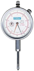 Fowler - 1" Range, 0-100, 0-200-0 Dial Reading, 0.001" Graduation Dial Drop Indicator - 2-1/4" Dial, 0.1" Range per Revolution, Revolution Counter - Industrial Tool & Supply