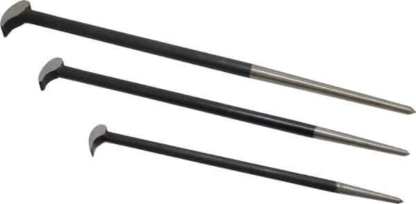 Value Collection - 3 Piece Rolling Head Pry Bar Set - 5/8" Head Width, Includes 12, 16 & 20" Lengths - Industrial Tool & Supply