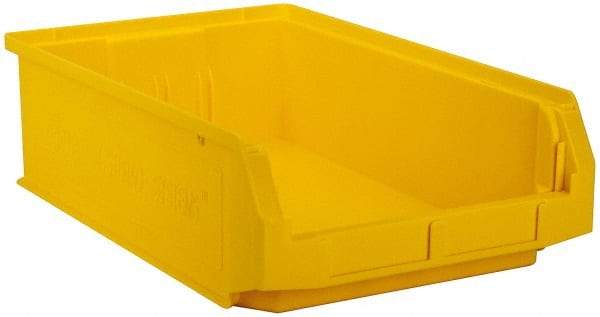 Quantum Storage - 80 Lb. Load Capacity, 19-3/4" Deep, Yellow Polyethylene Hopper Stacking Bin - 5-7/8" High x 12-3/8" Wide x 19-3/4" Long - Industrial Tool & Supply