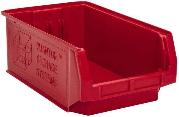 Quantum Storage - 90 Lb. Load Capacity, 19-3/4" Deep, Red Polyethylene Hopper Stacking Bin - 7-7/8" High x 12-3/8" Wide x 19-3/4" Long - Industrial Tool & Supply