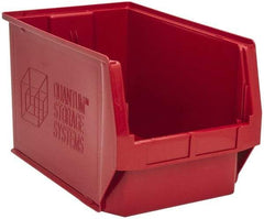 Quantum Storage - 100 Lb. Load Capacity, 19-3/4" Deep, Red Polyethylene Hopper Stacking Bin - 11-7/8" High x 12-3/8" Wide x 19-3/4" Long - Industrial Tool & Supply