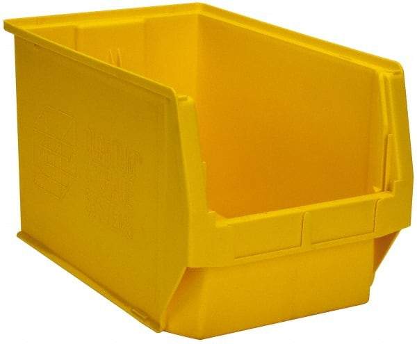 Quantum Storage - 100 Lb. Load Capacity, 19-3/4" Deep, Yellow Polyethylene Hopper Stacking Bin - 11-7/8" High x 12-3/8" Wide x 19-3/4" Long - Industrial Tool & Supply