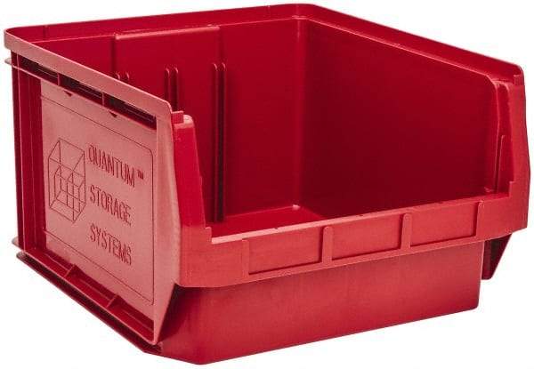 Quantum Storage - 120 Lb. Load Capacity, 19-3/4" Deep, Red Polyethylene Hopper Stacking Bin - 11-7/8" High x 18-3/8" Wide x 19-3/4" Long - Industrial Tool & Supply