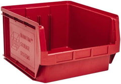 Quantum Storage - 120 Lb. Load Capacity, 19-3/4" Deep, Red Polyethylene Hopper Stacking Bin - 11-7/8" High x 18-3/8" Wide x 19-3/4" Long - Industrial Tool & Supply