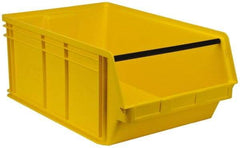 Quantum Storage - 140 Lb. Load Capacity, 29" Deep, Yellow Polyethylene Hopper Stacking Bin - 11-7/8" High x 18-3/8" Wide x 29" Long - Industrial Tool & Supply