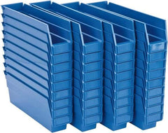 Quantum Storage - 50 Lb. Load Capacity, 11-5/8" Deep, Blue Polypropylene Hopper Shelf Bin - 4" High x 2-3/4" Wide x 11-5/8" Long - Industrial Tool & Supply