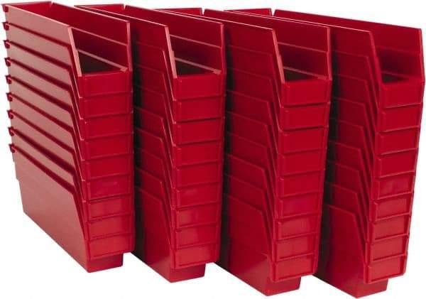 Quantum Storage - 50 Lb. Load Capacity, 11-5/8" Deep, Red Polypropylene Hopper Shelf Bin - 4" High x 2-3/4" Wide x 11-5/8" Long - Industrial Tool & Supply