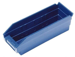 Quantum Storage - 50 Lb. Load Capacity, 23-5/8" Deep, Blue Polypropylene Hopper Shelf Bin - 4" High x 4-1/8" Wide x 23-5/8" Long - Industrial Tool & Supply