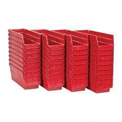 Quantum Storage - 50 Lb. Load Capacity, 11-5/8" Deep, Red Polypropylene Hopper Shelf Bin - 4" High x 4-1/8" Wide x 11-5/8" Long - Industrial Tool & Supply