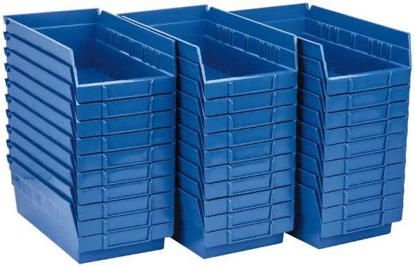 Quantum Storage - 50 Lb. Load Capacity, 11-5/8" Deep, Blue Polypropylene Hopper Shelf Bin - 4" High x 6-5/8" Wide x 11-5/8" Long - Industrial Tool & Supply