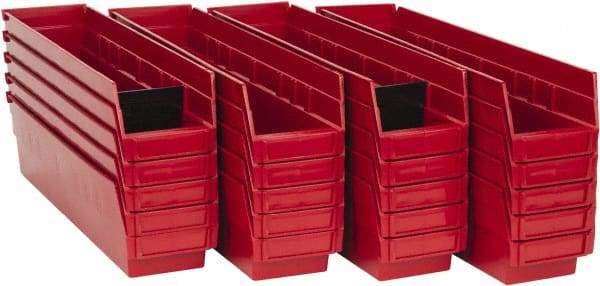 Quantum Storage - 50 Lb. Load Capacity, 17-7/8" Deep, Red Polypropylene Hopper Shelf Bin - 4" High x 4-1/8" Wide x 17-7/8" Long - Industrial Tool & Supply