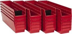 Quantum Storage - 50 Lb. Load Capacity, 17-7/8" Deep, Red Polypropylene Hopper Shelf Bin - 4" High x 4-1/8" Wide x 17-7/8" Long - Industrial Tool & Supply