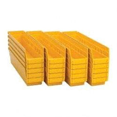 Quantum Storage - 50 Lb. Load Capacity, 17-7/8" Deep, Yellow Polypropylene Hopper Shelf Bin - 4" High x 4-1/8" Wide x 17-7/8" Long - Industrial Tool & Supply