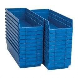 Quantum Storage - 50 Lb. Load Capacity, 17-7/8" Deep, Blue Polypropylene Hopper Shelf Bin - 4" High x 6-5/8" Wide x 17-7/8" Long - Industrial Tool & Supply