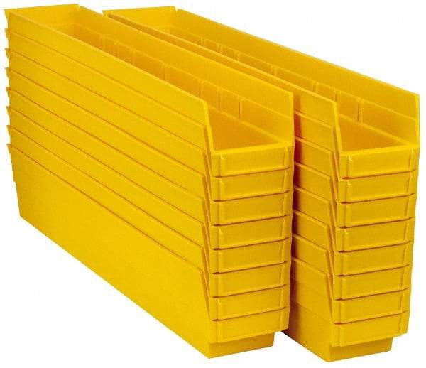 Quantum Storage - 50 Lb. Load Capacity, 23-5/8" Deep, Yellow Polypropylene Hopper Shelf Bin - 4" High x 4-1/8" Wide x 23-5/8" Long - Industrial Tool & Supply