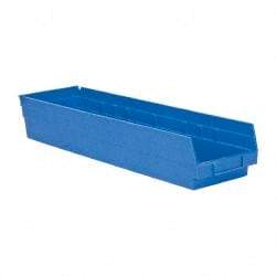 Quantum Storage - 50 Lb. Load Capacity, 23-5/8" Deep, Blue Polypropylene Hopper Shelf Bin - 4" High x 6-5/8" Wide x 23-5/8" Long - Industrial Tool & Supply