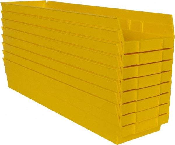 Quantum Storage - 50 Lb. Load Capacity, 23-5/8" Deep, Yellow Polypropylene Hopper Shelf Bin - 4" High x 6-5/8" Wide x 23-5/8" Long - Industrial Tool & Supply