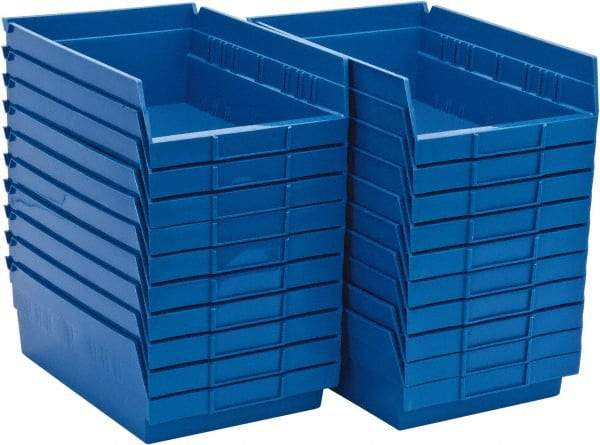 Quantum Storage - 50 Lb. Load Capacity, 11-5/8" Deep, Blue Polypropylene Hopper Shelf Bin - 4" High x 8-3/8" Wide x 11-5/8" Long - Industrial Tool & Supply