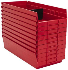 Quantum Storage - 50 Lb. Load Capacity, 17-7/8" Deep, Red Polypropylene Hopper Shelf Bin - 4" High x 8-3/8" Wide x 17-7/8" Long - Industrial Tool & Supply