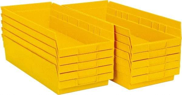 Quantum Storage - 50 Lb. Load Capacity, 17-7/8" Deep, Yellow Polypropylene Hopper Shelf Bin - 4" High x 8-3/8" Wide x 17-7/8" Long - Industrial Tool & Supply