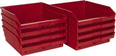 Quantum Storage - 50 Lb. Load Capacity, 11-5/8" Deep, Red Polypropylene Hopper Shelf Bin - 4" High x 11-1/8" Wide x 11-5/8" Long - Industrial Tool & Supply