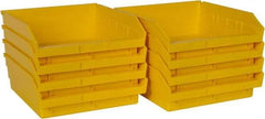 Quantum Storage - 50 Lb. Load Capacity, 11-5/8" Deep, Yellow Polypropylene Hopper Shelf Bin - 4" High x 11-1/8" Wide x 11-5/8" Long - Industrial Tool & Supply