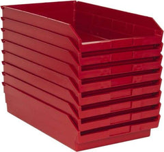 Quantum Storage - 50 Lb. Load Capacity, 17-7/8" Deep, Red Polypropylene Hopper Shelf Bin - 4" High x 11-1/8" Wide x 17-7/8" Long - Industrial Tool & Supply