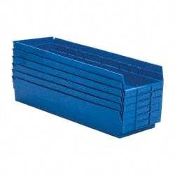 Quantum Storage - 50 Lb. Load Capacity, 23-5/8" Deep, Blue Polypropylene Hopper Shelf Bin - 4" High x 8-3/8" Wide x 23-5/8" Long - Industrial Tool & Supply