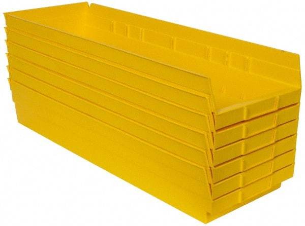 Quantum Storage - 50 Lb. Load Capacity, 23-5/8" Deep, Yellow Polypropylene Hopper Shelf Bin - 4" High x 8-3/8" Wide x 23-5/8" Long - Industrial Tool & Supply
