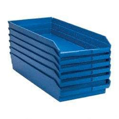 Quantum Storage - 50 Lb. Load Capacity, 23-5/8" Deep, Blue Polypropylene Hopper Shelf Bin - 4" High x 11-1/8" Wide x 23-5/8" Long - Industrial Tool & Supply