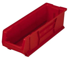 Quantum Storage - 100 Lb. Load Capacity, 23-7/8" Deep, Red Polypropylene Hopper Stacking Bin - 7" High x 8-1/4" Wide x 23-7/8" Long - Industrial Tool & Supply