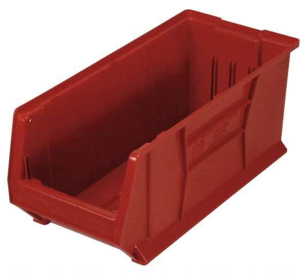Quantum Storage - 100 Lb. Load Capacity, 23-7/8" Deep, Red Polypropylene Hopper Stacking Bin - 9" High x 8-1/4" Wide x 23-7/8" Long - Industrial Tool & Supply