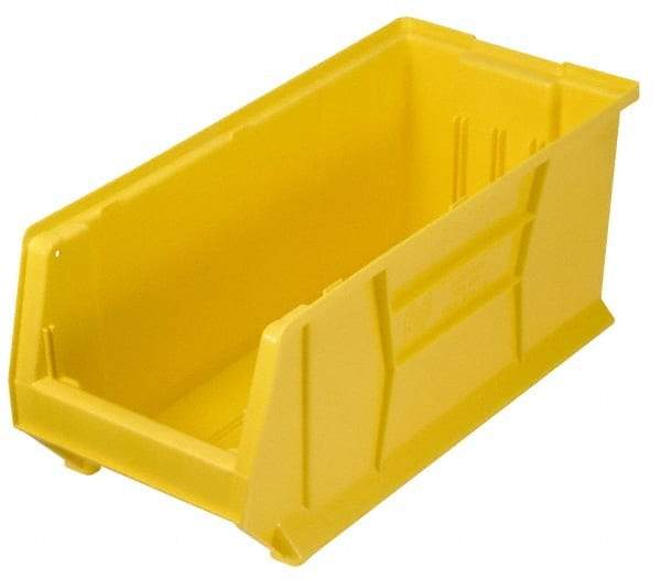 Quantum Storage - 100 Lb. Load Capacity, 23-7/8" Deep, Yellow Polypropylene Hopper Stacking Bin - 9" High x 8-1/4" Wide x 23-7/8" Long - Industrial Tool & Supply