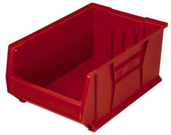 Quantum Storage - 100 Lb. Load Capacity, 23-7/8" Deep, Red Polypropylene Hopper Stacking Bin - 7" High x 11" Wide x 23-7/8" Long - Industrial Tool & Supply