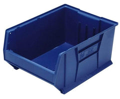 Quantum Storage - 100 Lb. Load Capacity, 23-7/8" Deep, Blue Polypropylene Hopper Stacking Bin - 12" High x 18-1/4" Wide x 23-7/8" Long - Industrial Tool & Supply