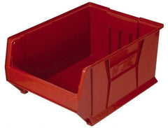 Quantum Storage - 100 Lb. Load Capacity, 23-7/8" Deep, Red Polypropylene Hopper Stacking Bin - 10" High x 11" Wide x 23-7/8" Long - Industrial Tool & Supply