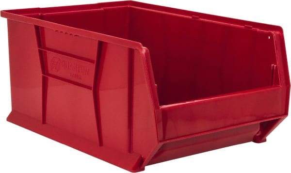 Quantum Storage - 100 Lb. Load Capacity, 23-7/8" Deep, Red Polypropylene Hopper Stacking Bin - 11" High x 16-1/2" Wide x 23-7/8" Long - Industrial Tool & Supply