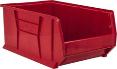 Quantum Storage - 100 Lb. Load Capacity, 23-7/8" Deep, Red Polypropylene Hopper Stacking Bin - 11" High x 16-1/2" Wide x 23-7/8" Long - Industrial Tool & Supply