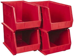 Quantum Storage - 75 Lb. Load Capacity, 18" Deep, Red Polypropylene Hopper Stacking Bin - 10" High x 11" Wide x 18" Long - Industrial Tool & Supply