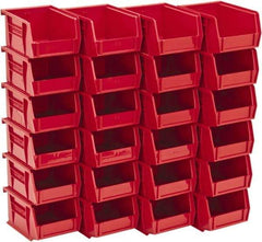Quantum Storage - 10 Lb. Load Capacity, 5-3/8" Deep, Red Polypropylene Hopper Stacking Bin - 3" High x 4-1/8" Wide x 5-3/8" Long - Industrial Tool & Supply