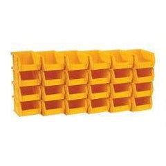 Quantum Storage - 10 Lb. Load Capacity, 5-3/8" Deep, Yellow Polypropylene Hopper Stacking Bin - 3" High x 4-1/8" Wide x 5-3/8" Long - Industrial Tool & Supply