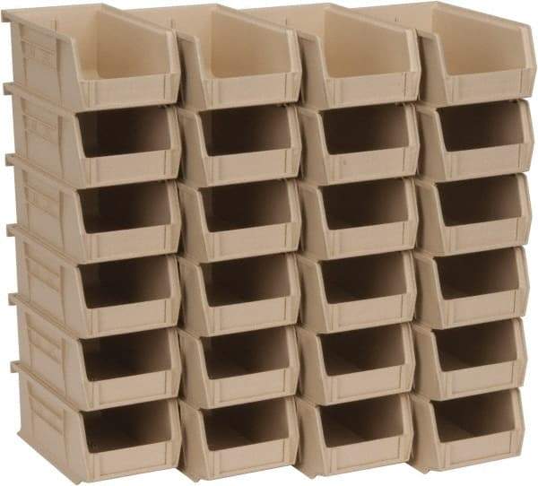 Quantum Storage - 10 Lb. Load Capacity, 7-3/8" Deep, Ivory Polypropylene Hopper Stacking Bin - 3" High x 4-1/8" Wide x 7-3/8" Long - Industrial Tool & Supply