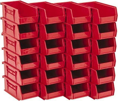 Quantum Storage - 10 Lb. Load Capacity, 7-3/8" Deep, Red Polypropylene Hopper Stacking Bin - 3" High x 4-1/8" Wide x 7-3/8" Long - Industrial Tool & Supply